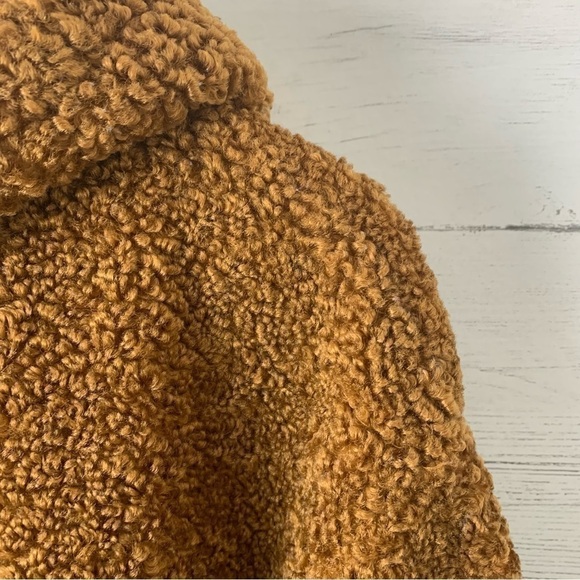 J.O.A. Sherpa Hoodie Maple Brown Fleece Drawstring Relaxed Fit Small - Picture 5 of 8